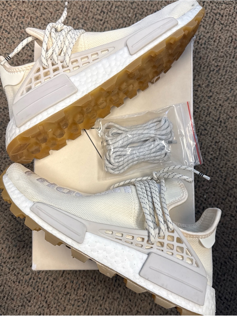 adidas NMD Hu Trail Pharrell Now is Her Time Cream White - Gum Sole Sneakers